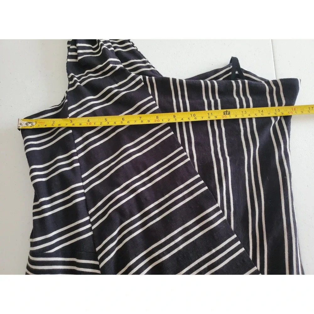 Anthropologie Maeve One Shoulder Striped Knit Dress Black White‎ Size Large
